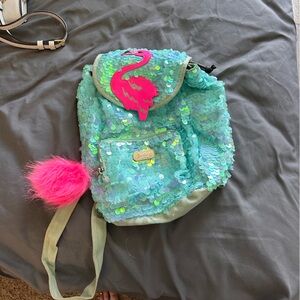 Justice flamingo sequin mini backpack